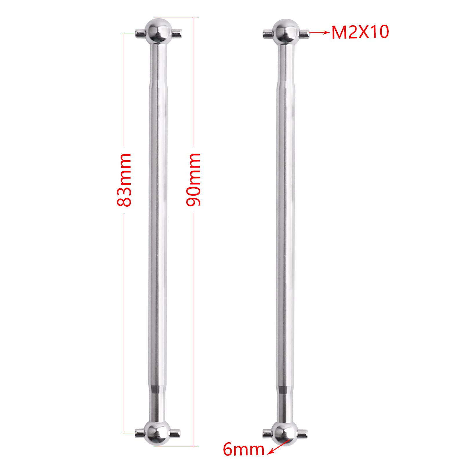 AllinRC 90mm Metal Dog Bones Front Rear for Redcat Volcano EPX/EPX Pro 1:10 RC Off Road Truck Relace Part 08029 (4pcs) (Silver)