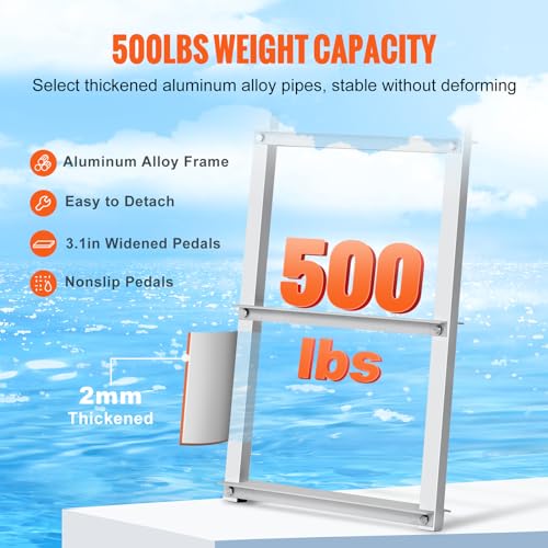 image for VEVOR Removable Dock Ladder 3 Steps, 500lbs Load Capacity, Aluminum Sw