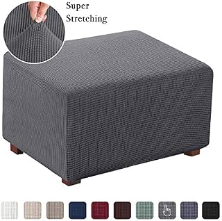 Stretch Ottoman Slipcover Folding Storage Stool Furniture Protector Soft Rectangle slipcover with Elastic