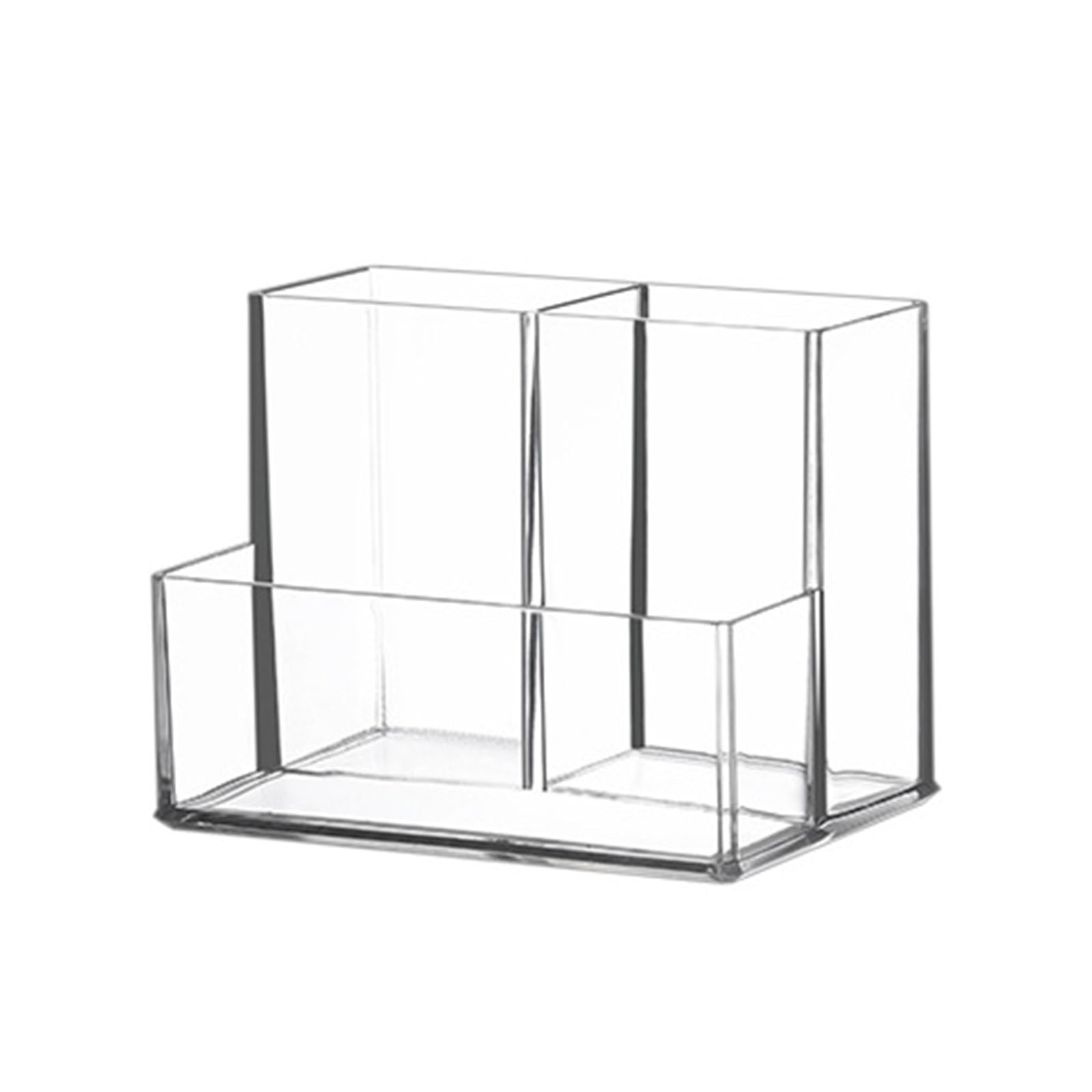 GTYLF Clear Acrylic Cosmetic Organiser 3 Sections Desktop Pen Storage Box for Bathroom Vanity Makeup Essential Organization Student Pencil Organiser