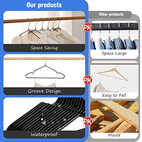Rainberg 50 Stück Premium gummierte Metall-Kleiderbügel, robust, platzsparend, Organizer, Kleiderbügel für Kleiderschränke, Kleiderstange, dünn und rutschfest, Schwarz (50 Stück)