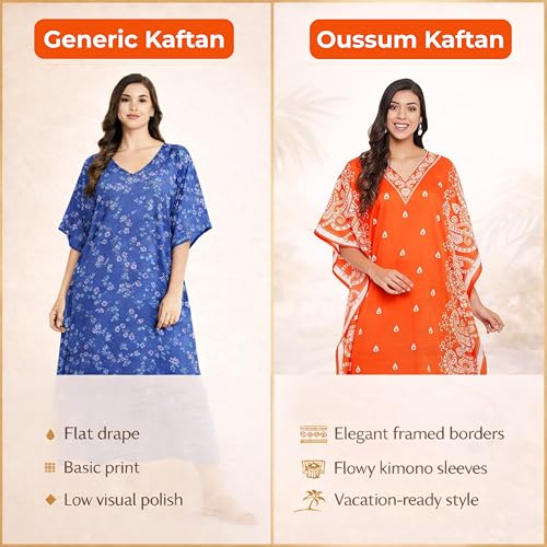 Image of Oussum Plus Size Kaftan Dresses for Women, Polyester Summer Caftan Cover Up Maxi Beach Dress, 1X-3X