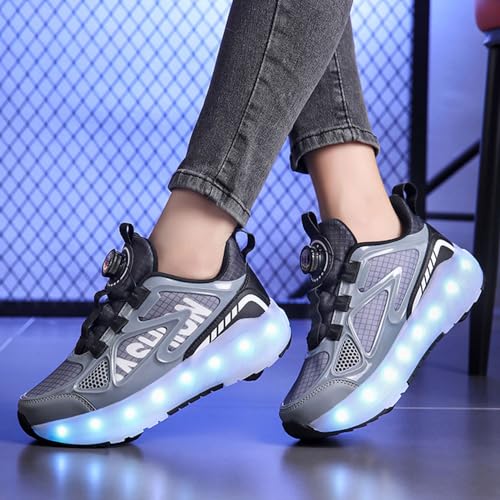 Kids Roller Shoes Boy Girl Sneakers, Outdoor Sport Shoes Sneakers with 4 Wheels Unisex Skateboarding Shoes Retractable Skating Shoes for Birthday Children's Gift4