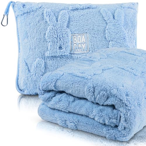 BOACAY Couverture de Voyage pour Tout-Petit pour Avion, Voiture - Couverture Jetée Douce pour Les Enfants à la Garderie - Oreiller pour Filles, Garçons avec...