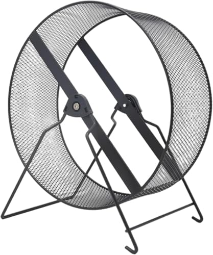 ハムスター回し車 サイレントムーンライトホイール フラット走りやすい置き型 ペットトレッドミルランニングエクササイズ玩具 デグーハリネズミチンチラ対応 (ブラック,26cm)