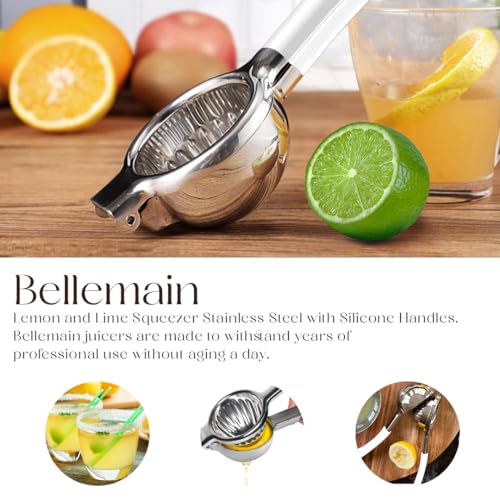 Image of Bellemain Citrus Juicer | Metal Lemon Squeezer | Lime and Lemon Juicer Stainless Steel with Silicone Handles | Manual Juicer, Citrus Squeezer, Hand Held Juicer | Bar Juicer for Bartender (White)