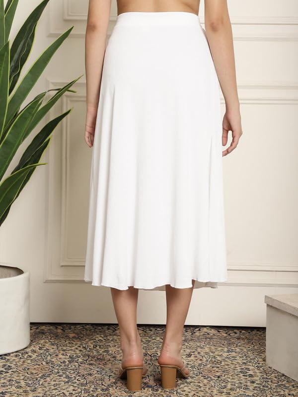 Image of NEUDIS Women Black Ribbed Flared Maxi Skirt