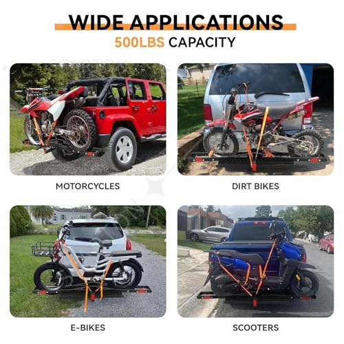 Porta motocicletas para coche con rampa, acero resistente 500 lb miniatura 5