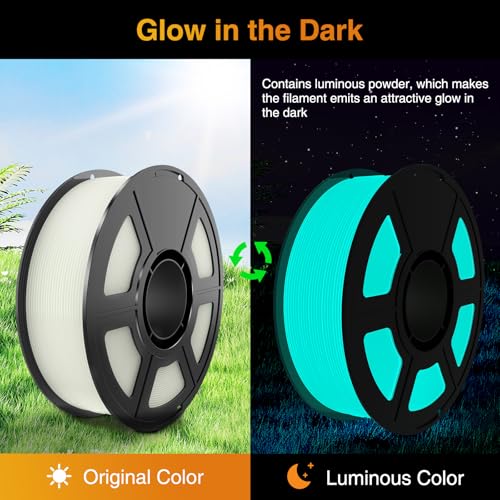 Image of Glow in The Dark PLA Filament 1.75mm | 1kg(2.2lbs) Spool Luminous 3D Printer Filament, Dimensional Accuracy + /- 0.03 mm, Fits FDM 3D Printer & 3D Pen (Glow Teal)