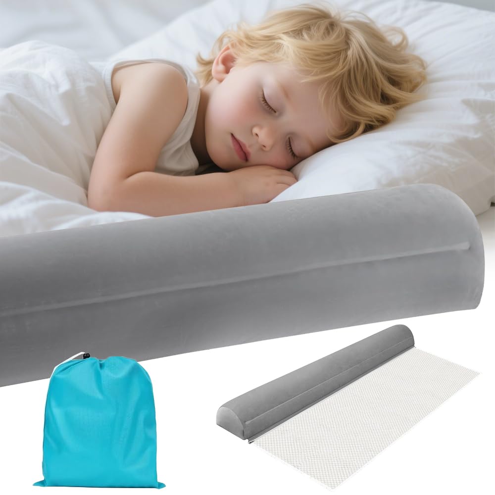 Jonuin Inflatable Bed Rails for Toddlers, Portable Toddler Bed Bumper with Storage Bag, Inflatable Travel Bed Guard, Blow-Up Bed Rail for Home & Travel, Fits Twin, Full, Queen & King Beds