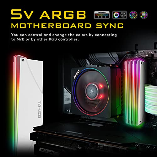 EZDIY-FAB 5V ARGB Memory RAM Cooler DDR Heatsink for DIY PC Game MOD DDR3 DDR4, Plating ARGB Lighting Bar- White (Compatible with Aura Sync, RGB Fusion and Mystic Light Sync)-2 Pack-PI061