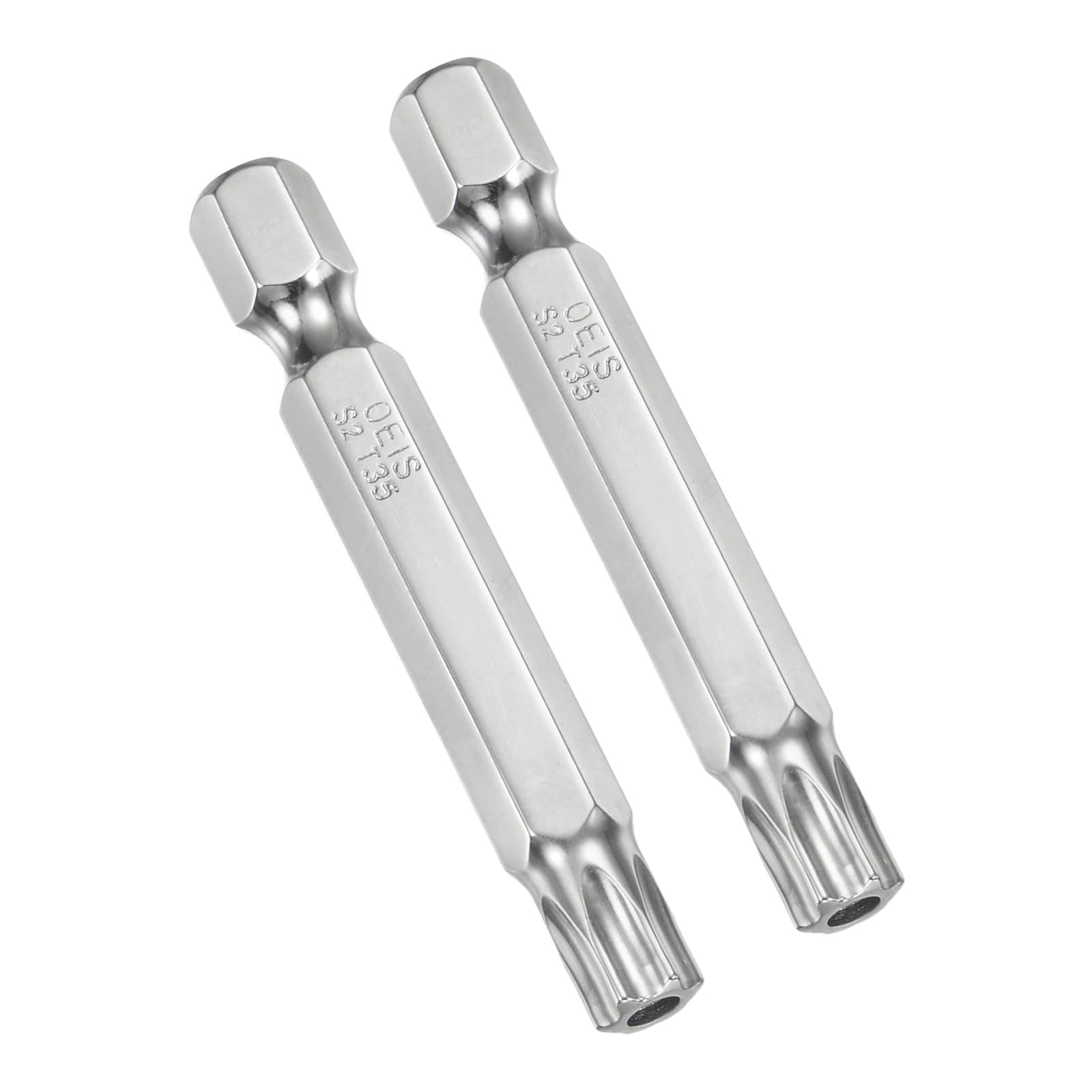 TA-VIGOR 2Pcs T35 Torx Head Screwdriver Bits 1/4 Inch Hex Shank, 50mm Long Magnetic Tamper Proof Star S2 Steel Security Torx Bits with Hole for Impact Driver Drill Bits Hand Tools