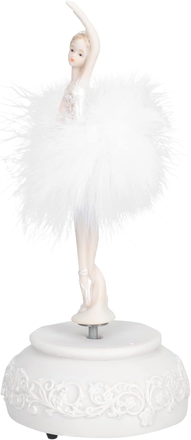 Zerodeko Dancing Girl Ballerina Music Box for Girls White Musical Desktop Melody for Birthdays Anniversaries and Festivals