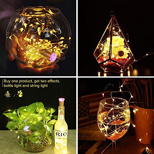 M.C.works 7 Color Flashing Wine Bottle Lights, Wine Cork String Lights, 16 LEDs Battery Operated Cork Stopper Vase Light Centerpieces Bottles DIY Mood Lights Decor, 55 in.(Pack of 6) - Thumbnail 7