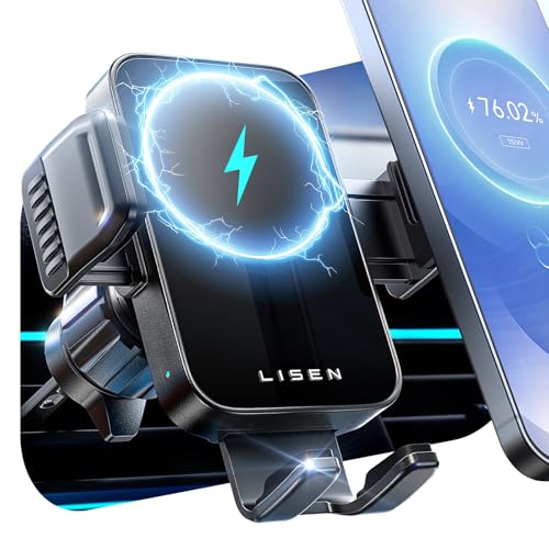 LISEN Car Phone Holder Wireless Charger [No Shake] 15W Wireless Charger For Car Phone Holder Air Vent For iPhone 17/16/15/14/13/12Samsung Galaxy Ultra/S25/S24/S23/S22 A16 Fold 7 Note 20 Pixel 8 LG