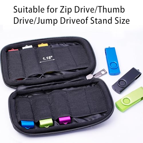 Portable Organizer Holder Storage Bag for Thumb Drives, Memory Sticks, Cables & Small Accessories，10-Slot Neoprene USB Flash Drive Case