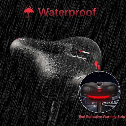 Image of Gadget Deals- Cycle Seat | Cycle seat Cushion | with Red Reflective Safety Strip Universal Memory Foam Waterproof Breathable Shock Absorbing| Cycle Saddle | Cycle Saddle seat