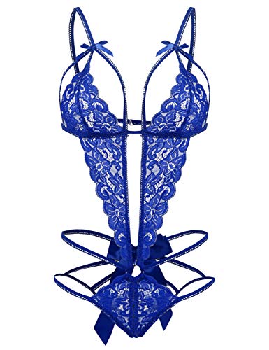 Image of Donnalla Women's Deep V Lace Teddy One Piece Lingerie Cutout Strappy Lingerie