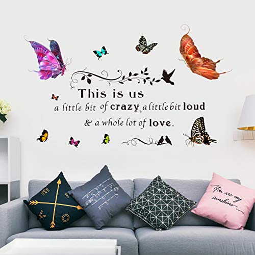 Vinilo decorativo con frase y mariposas para pared miniatura 6