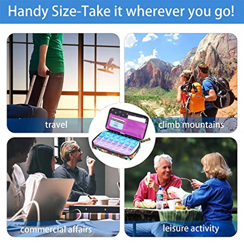 Image of Weekly Pill Organizer 2 Times a Day, Zumd Pill Box 7 Day with Cute Quilted Fabric Zipper Case, Travel Pill Case Am Pm for Vitamin Medicine Organizer