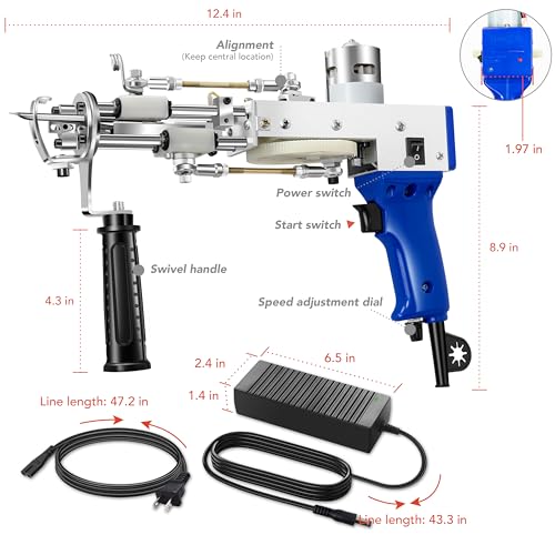 Image of 2 in 1 Tufting Gun - artufting 2 in 1 Cut Pile & Loop Pile Rug Tufting Gun AK-Duo - Easy-to-Use Rug Making Kit - Ideal for Craft Devotees, Crafting Studios & Social Media Creators (Blue)
