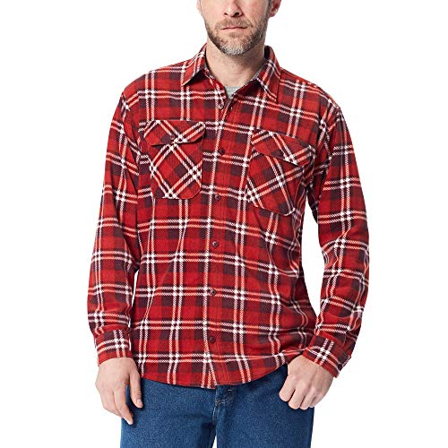 Wrangler Authentics Men's Long Sleeve Plaid Fleece Shirt, Bossa nova Tartan, L