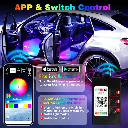 GZ5CG RGBIC Car Footwell Lights 72 SMD Interior Ambient Lights Multicolor Atmosphere Lights APP Control Music Sync DIY Mode USB 5V - Image 4