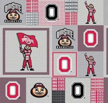 Ohio State University Buckeyes Block Gray Fleece Fabric - Officially Licensed (Great for Quilting, Sewing, Craft Projects, Throw Pillows & More) 1 Yard X 60" Wide