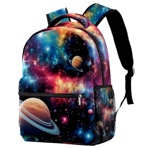 Sac à dos voyage avec porte-bouteille ergonomique et motif planète ultra résistant