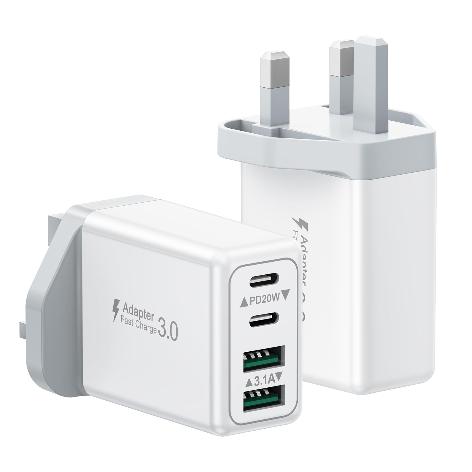 USBC Plug UK, 40W 4 Port USB Plug Fast Charger Dual USB-C Power Adapter+ QC USB Wall Plug, Multi Mains Charger Plug, Type C Charging Plug for iPhone 17 16 15 14 13 12 11 Pro Max Plus XS, Samsung — view 15