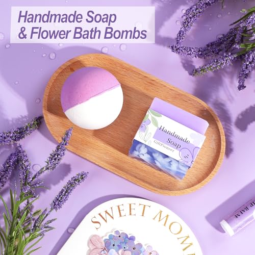 Image of Birthday Gifts for Women, Self Care Gifts for Women, Relaxing Spa Gifts Basket Care Package w /Flannel Blanket, Mothers Day Gifts for Mom Her Best Friend Grandma Sister Wife (Purple)