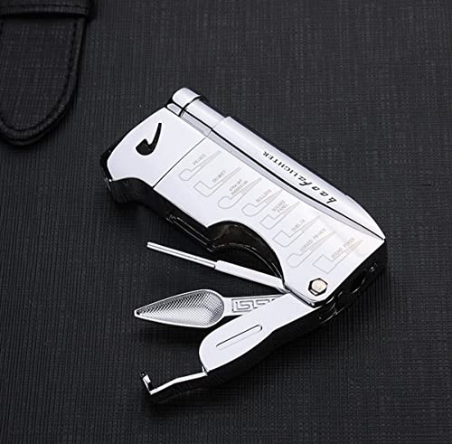 Butaan Jet Aansteker Met Pijp Tool Pijp Staaf Aansteker Mannen Compacte Butaan Sigaret Accessoires Aansteker GEEN GAS (Color : Silver) - Image 4