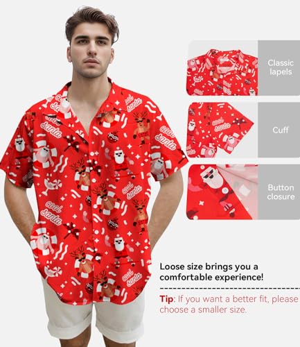 Image of Yoimira Hawaiian Shirts for Men, Print Mens Casual Short Sleeve Button Down Shirts Floral Aloha Beach Shirt