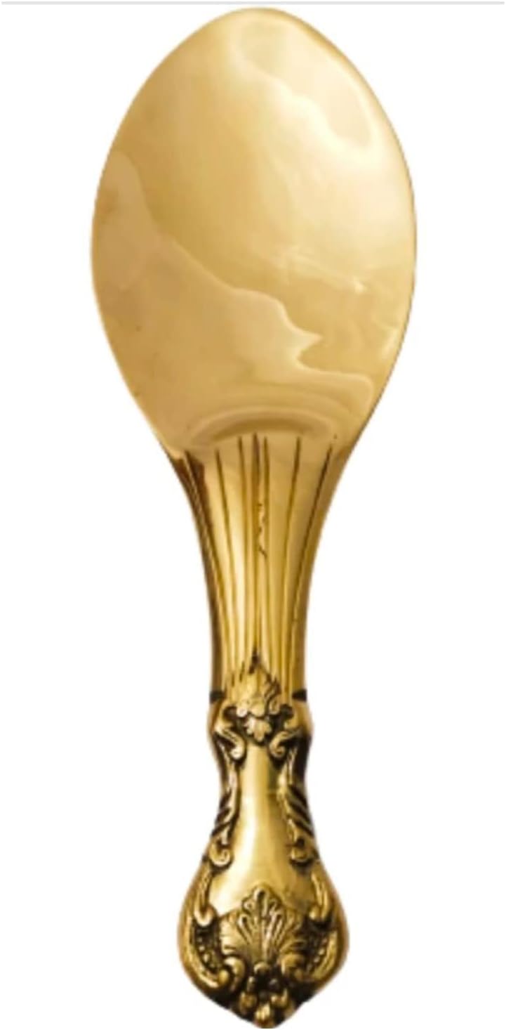 BONA FIDE Brass Serving Spoon, Rice Spoon, Palta, Chamcha, 9 Inch, 150gm, Gold, 1 Count