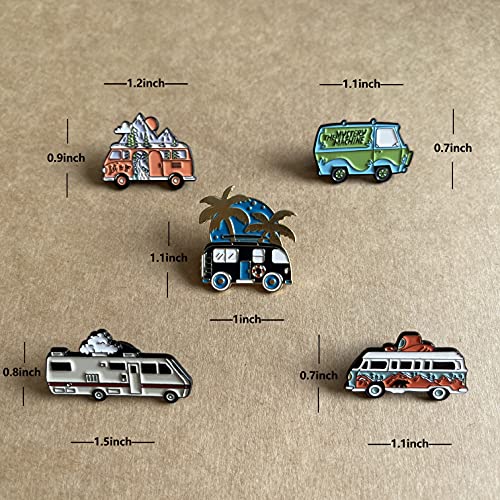 5Pcs Cute Outdoors Enamel Pins Set RV Lapel Pins Accessory for Travel and Nature Lovers Travel Gifts2