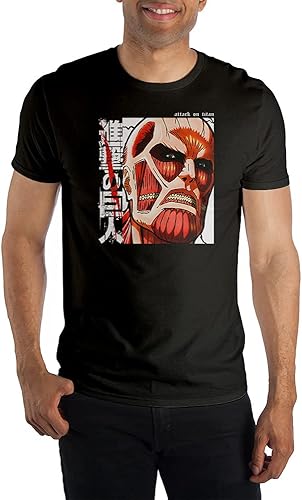 Colossal Titan Attack on Titan Anime Cartoon Character Black Graphic Tee