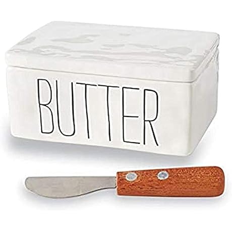 Mud Pie Bistro Butter Dish with Spreader, White
