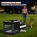 Fobyfurny Hundebox Faltbar, 3-Türiger Transportbox Hund, 60 x 42 x 42 cm, Tragbare Hundetasche mit Reflektierenden Streifen und Taschen, Oxford-Gewebe, Die Matte ist Abnehmbar, Grau, FPDT005OG1