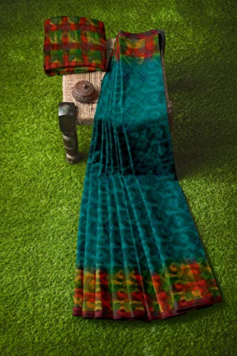 Image of Pothys Women's Green Brasso Cotton Saree With Blouse Piece (A2642 Green)