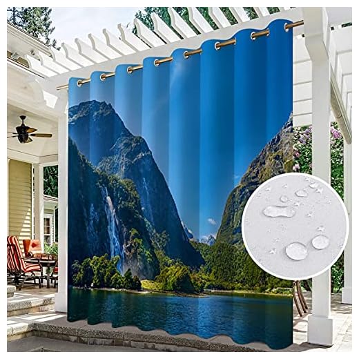 1 Panel Utomhus Uteplats Gardiner, Mörkläggning Vattentäta Gardiner Värmeisolerade Utomhus Trädgård Gardiner För Veranda/Pergola/gård/skjutdörr/Arbor (Color : B, Storlek : W210XH270CM)