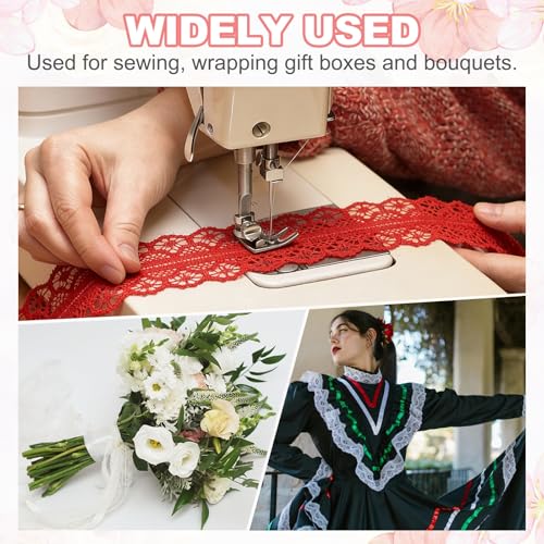 Cinta de encaje violeta floral de 1.2 pulgadas y 10 yardas para costura 7