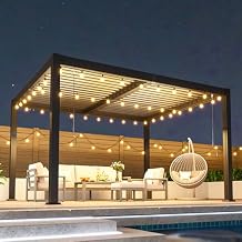 10 x 12 Louvered Pergola, Metal Outdoor Pergola with Adjustable Louvered Roof & Gutter System, Hardtop Patio Gazebo for Backyard, Deck, Garden, Dark Gray