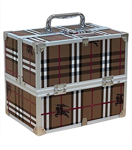 Image of Adson Professional Beauty Women's Makeup Bag, Cosmetic Box, Vanity Case /Box, Trousseau Box, Bridal Jewellery Organiser (Brown)