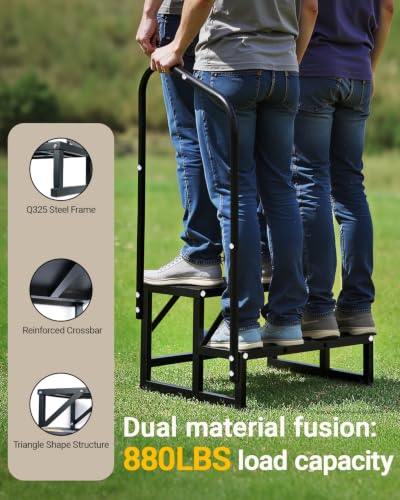 Image of RV Mobile Home Steps with Handrail, 2-Step Camper Entry Stairs