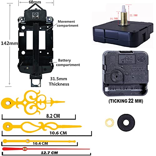 Image of TIK-TIK Pendulum Type Quartz Clock Moviment Mechanism 22 MM Ticking Motor DIY Kit (Gold,Red)