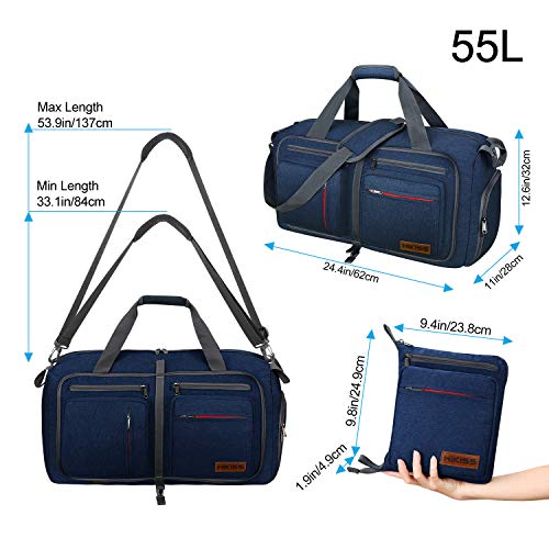 Hi Kiss 55L Travel Duffel Bag, Foldable Weekender Bag with Shoes