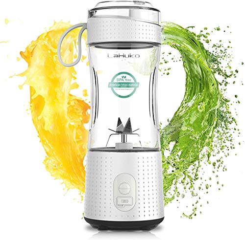 LaHuko Portable Blender Personal Mini Blender Ice Blender Juicer Cup for Juice Crushed-ice Smoothie Shake, Six Blades, USB Rechargeable, Waterproof Blender for Outdoors, Home, Office