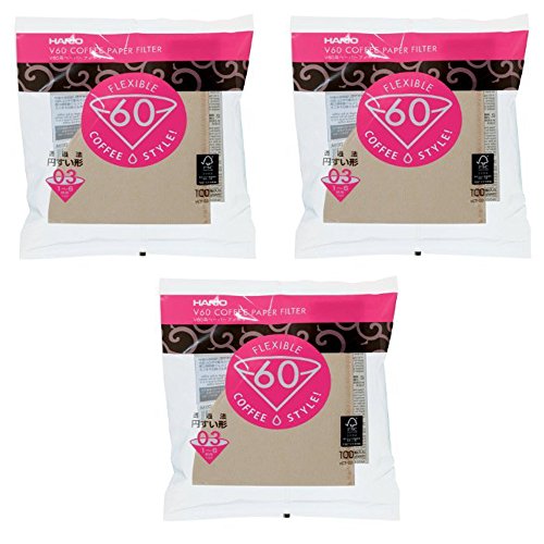 hario coffee filters 4 - Hario 03 100-Count Coffee Natural Paper Filters, 3-Pack Set (Total of 300 Sheets) (Japan import)