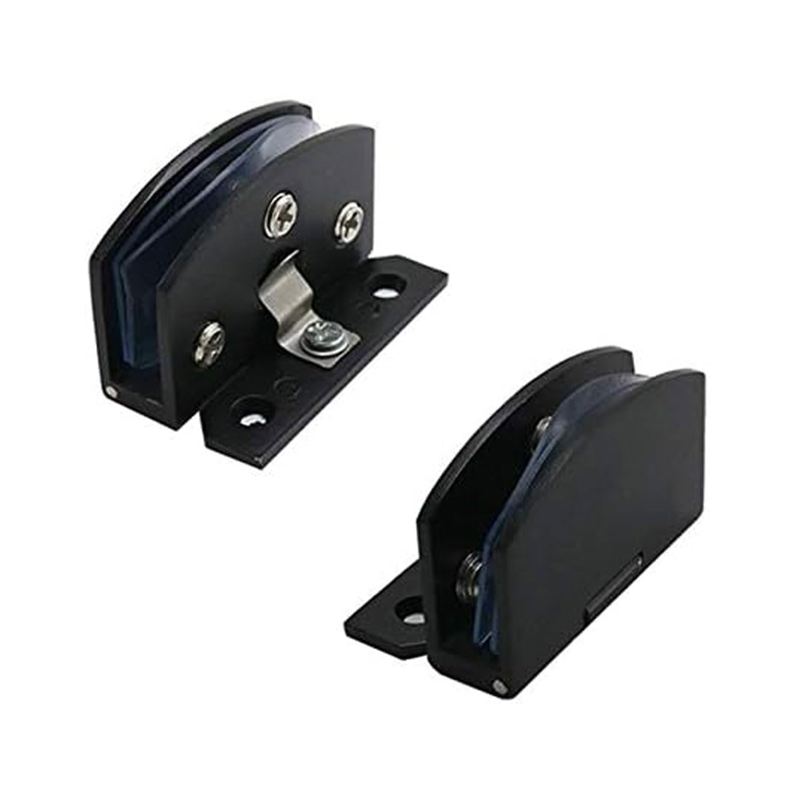 Glass Door Hinges,2PCS Stainless Steel Bathroom Clamp No Drilling Heavy Duty Hinge Zinc Alloy Wine Cabinet(Large)