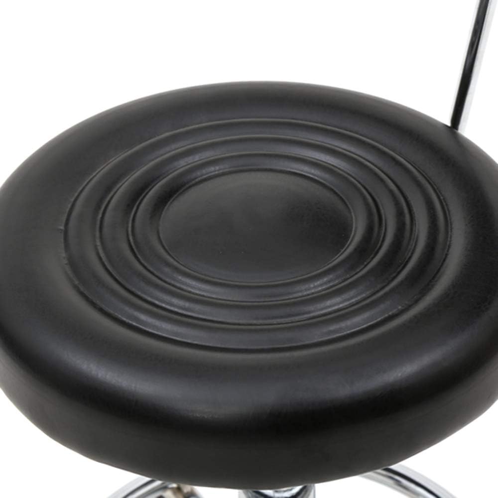 Round Shape Adjustable Salon Stool with Back and Line Black Adjustable Wheels, Swiveling Mechanism Ideal for Salon, Spa, Shop, Massage, Medical, Work or Office Use.